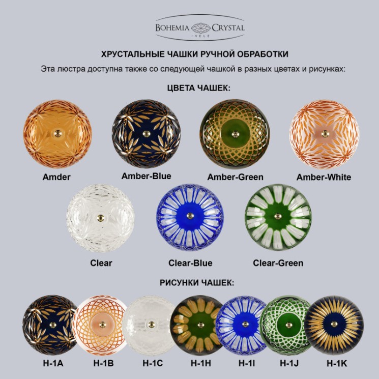 Подвесная люстра Bohemia Ivele Crystal 1309/12/300 G Am/Amber-Blue/H-1K