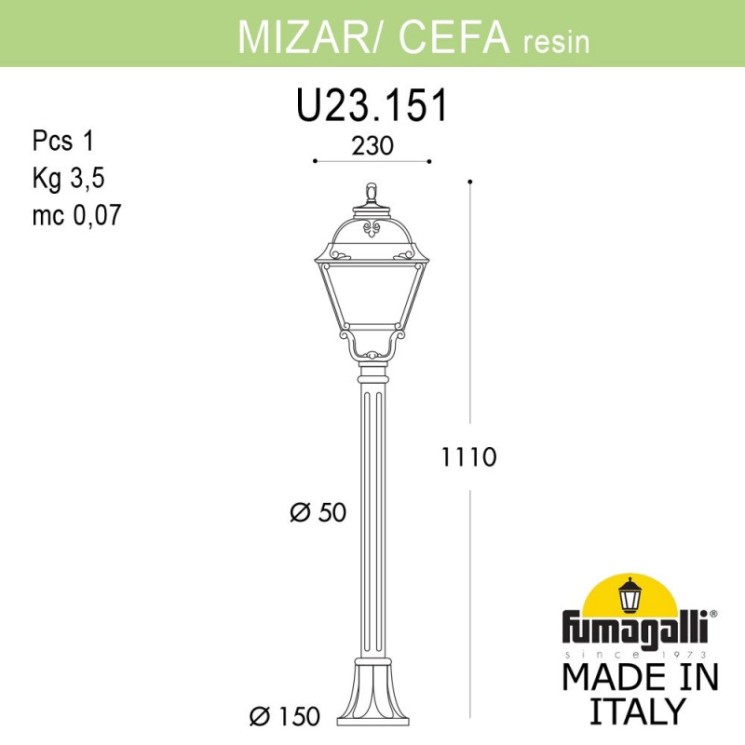 Садовый светильник Fumagalli U23.151.000.AYF1R