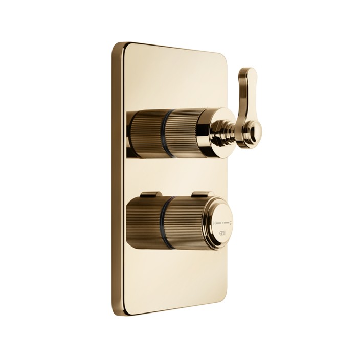 Gessi Venti20 Смеситель для душа, встраиваемый, термостатический, с запорным вентилем, цвет: Warm Bronze PVD