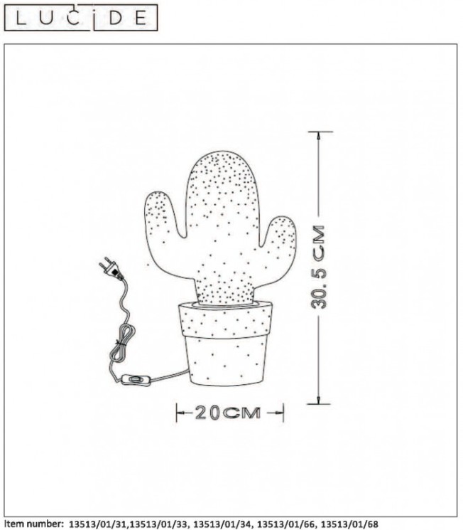 Детская настольная лампа LUCIDE 13513/01/34